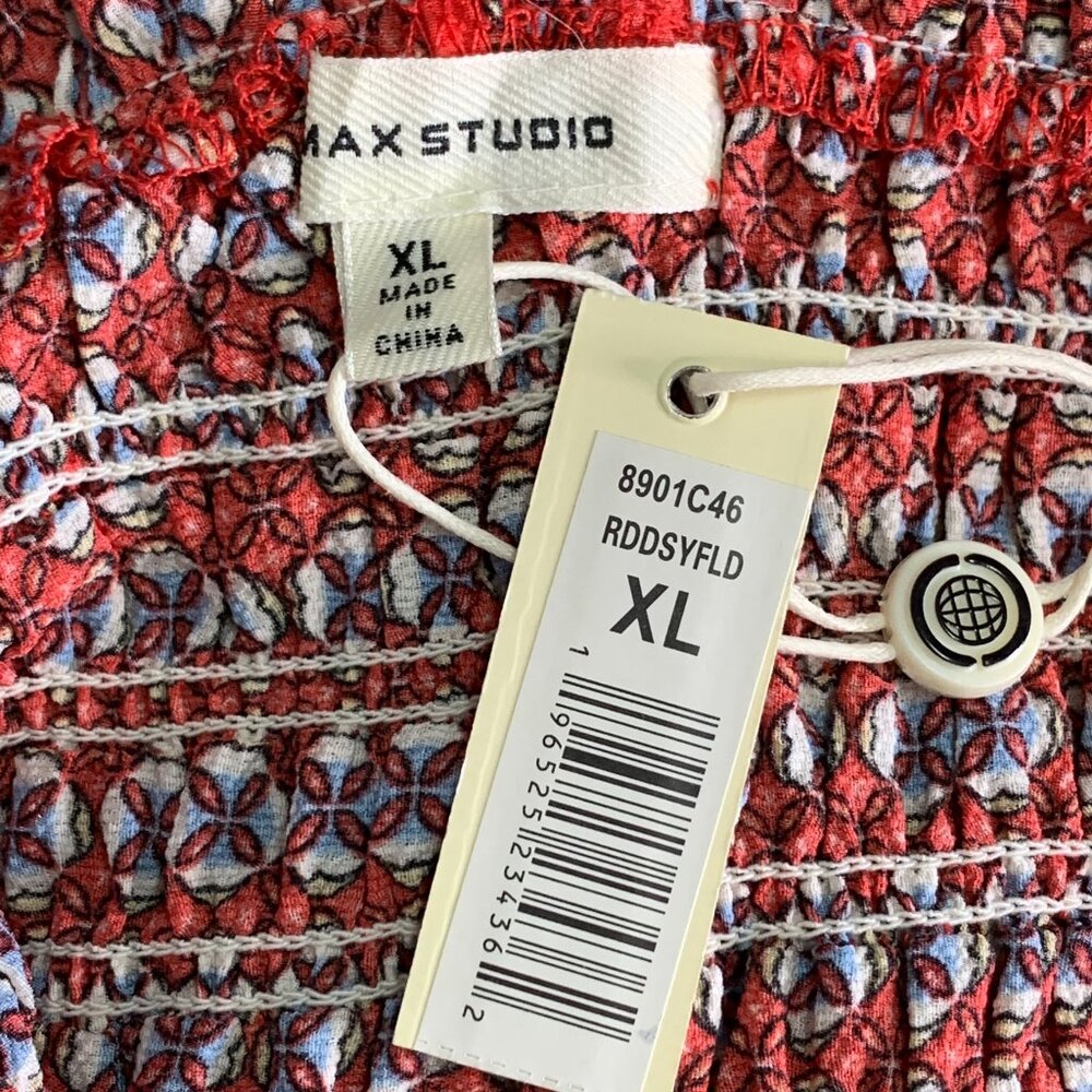 NWT Max Studio Women's Red Stretch Smock Maxi Dress Size XL - Picture 8 of 9